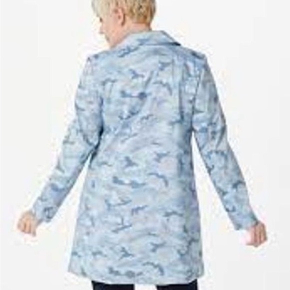dennis basso Light Blue Camo Trench Coat - Picture 6 of 7